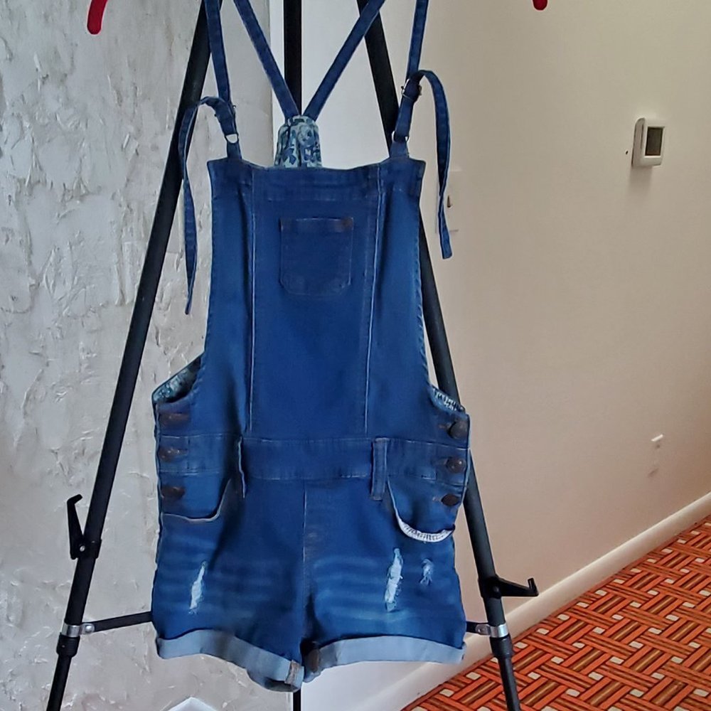 Wax Jean Distressed Denim Shortalls